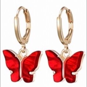 NWT Red Butterfly Earrings